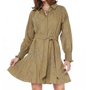 NEW CURRENT AIR floral eyelet mini dress in olive